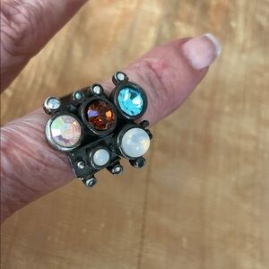 Multicolor Gemstone Cluster Ring